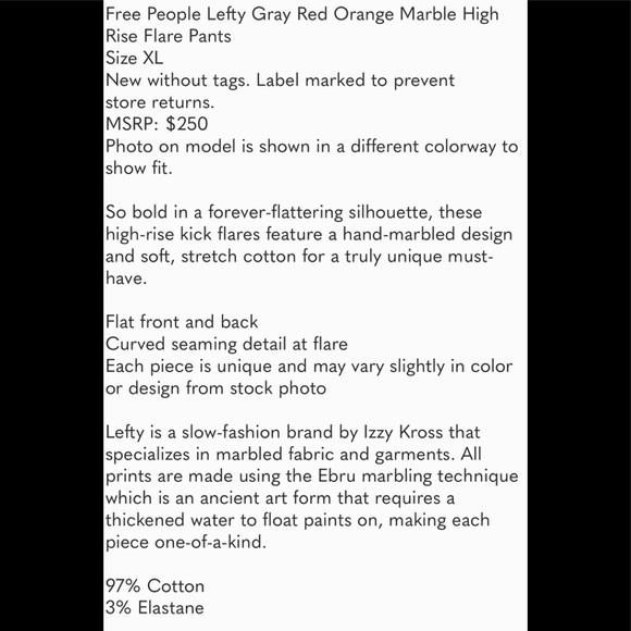 NEW Free People X Lefty High Rise Flare Pants - XL - Picture 7 of 9